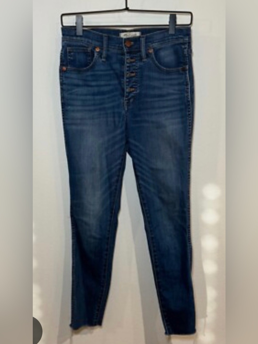 Madewell Women's Dark Blue High rise Skinny Jeans with Button-Fly
